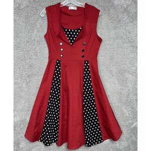 Vintage SMYS Dress Size 4X Red Swing Style Polka‎ Dot Skirt Sleeveless
